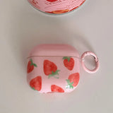 Qfdian Korea Cute Pink Strawberry Pattern Silicone Earphone Case for AirPods Pro 2 AirPods 4 AirPods 1 2 3 Soft Protection Cover Coque