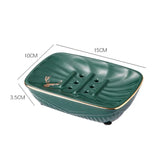 Qfdian  Nordic ceramic double-layer drain soap box home hotel bathroom accessories storage decorative supplies green white soap dish 1Pc