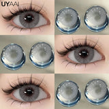 Qfdian 1 Pair Colored Contact Lenses for Eyes Natural Fashion Lenses Gray Beauty Pupils Blue Eye Lenses Cosmetics Soft Lenses