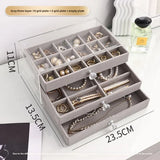 Qfdian  3/5Layer Flannel Jewelry Box Earring Necklace Ring Boxes Jewelry Dustproof Tabletop Organizers Multifunctional Storage Box Gifts
