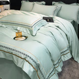 Qfdian 100% Egyptian Cotton Luxury Embroidery Hotel Style Bedding Set Queen King Size Duvet Cover Set Bed Sheet/Fitted Sheet Pillowcase
