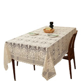 Qfdian  Rectangular Hollow Out Knitted Tablecloth Rural Retro Cotton Thread Crochet Dining Table Cover Lace Tea Table Cloth Table Flag