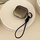 Qfdian  For Airpods Transparent Black Case Earphone Soft Leather Hand Rope Cover For Airpods 1 2 3 4 Generations Pro 2 Snowflake Shell