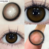 Qfdian  2pcs Brown Colored Contact Lenses for Eyes Purple Beauty Halloween Makeup Lens Big Eye Lens Natural Look Gray Blue Lens