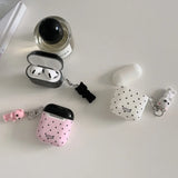 Qfdian Korea Cute Black Polka Dots Soft Cover Case For Apple AirPdos 1 2 3 4 Pro 2 Earphone Protection Cases Cartoon Lovely Cat Pendant