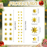 Qfdian  4PCS Gold 3D Stars Metallic Paper Hanging Garlands for Christmas Wedding Birthday Graduate Party Ceiling Decorations Supplies