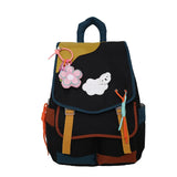 Qfdian 2025 new women Patchwork Contrast Color schoolbags High-capacity student travel bags fashion Y2k Aesthetic All Match Backpacks