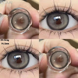 Qfdian  2PCS Color Contact Lenses (Pearl Series) Brown Natural Lenses Gray High Quality Eye Contacts 14.5mm Big Pupil Beauty Lense