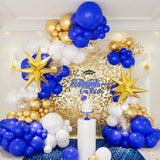 Qfdian  146pcs Blue White Gold Balloons Arch Set for Student Graduations, Birthdays, Weddings, Gender Reveal, Bachelorette Party Decor