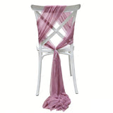 Qfdian  10pcs 20x275cm Rust Red Chiffon Chair Sashes Soft Chair Decor for Wedding Party Ceremony Church with Chair Luxury Decoration