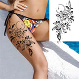 Qfdian  Realistic Sexy Peony Tattoos Temporary Women Adult Flower Arm Tattoos Sticker Waterproof Fake Floral Bloosom Body Leg Art Tatoos