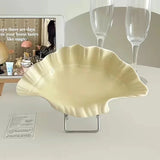 Qfdian  Shell Plate Cream Retro Ceramic Plate Fruit Snack Plate Dinner Tray Dish Set Jewelry Storage Dish Tableware Gift