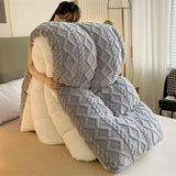 Qfdian  High End Thickened Winter Warm Blankets for Beds Artificial Lamb Cashmere Weighted Blanket Thicker Warmth Duvet Quilt Comforter