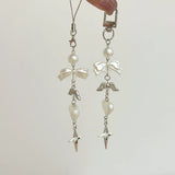 Qfdian INS Korea Pearl Bow Knot Heart Charm Phone Pendant Crystal Wristband Keychain Bracelet Lanyard Cord