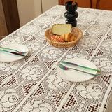 Qfdian  Rectangular Hollow Out Knitted Tablecloth Rural Retro Cotton Thread Crochet Dining Table Cover Lace Tea Table Cloth Table Flag