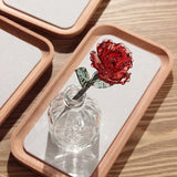 Qfdian  Glaze Rose Flower Eternal Flower Rose Desktop Glass Handicrafts Ornaments Simulation Glass Vase Flower Wedding Valentine's Gifts