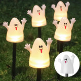 Qfdian  Waterproof Solar Halloween Pathway Stake Lights Pumpkin Ghost Mummy Witch Design Outdoor Garden Yard Party Decoration Lights