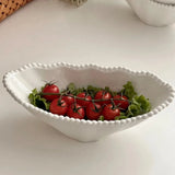 Qfdian  Relief Sculpture Porcelain Bowl French Style Simple Household Food Container Fruit Vegetables Yogurt Salad Bowl Kitchen Supplies