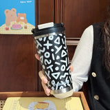 Qfdian  560ML Double Drinking Thermos Water Bottle Stainless Steel Heat and Cold Vacuum Thermal Coffee Cups Mugs Portable Car Straw Cup