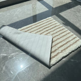 Qfdian  Soft Stripe Geometric Mats household Bathroom Rug Carpet Entrance Floor Anti Slip Pad Aesthetic Plush floor mats Home Room decor