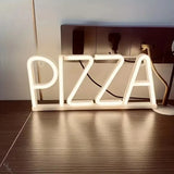 Qfdian  Pizza Neon Sign Decor Open Neon Sign Wall Decor Pizza Neon Sign Indoor LED Nightlight Sign for Store Handmade Business Sign