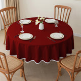 Qfdian  Solid Color Circular Tablecloth Waterproof Oil Proof Dustproof Dining Table Decoration Hotel Restaurant Tablecloth Cover Cloth