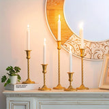 Qfdian  Gold Candlestick Holders Set Of 5, Wedding Birthday Candlelight Dinner Table Centerpiece, Halloween And Christmas Decorations