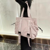 Qfdian Japanese Simple Solid Women's Handbags Fashion All Match Y2k Aesthetic Chic Shoulder Bags Casual Streetwear Vintage Underarm Bag