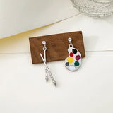 Qfdian  Earrings Paintbrush Palette Asymmetrical Vintage Artistic Post Lightweight Unique for Creative Daily Party Gift Women