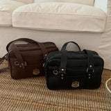 Qfdian  Vintage Y2k Aesthetic Jk Students Shoulder Bags Preppy Women Streetwear Casual Underarm Bag Fashion All Match Handbags Crossbody