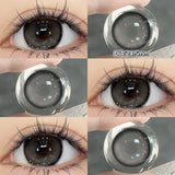 Qfdian  2PCS Big Grey Contact Lenses for Eyes Myopia Colored Contact Lens Natural Brown Pupils Gradient Contact Lens Black Lens