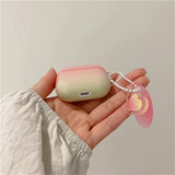 Qfdian  Pink Dyeing Love Chain Hanging Rope Airpod S3 Earphone Protective Case Suitable for Apple Wireless Bluetooth Silicone Soft Case