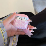 Qfdian  Sweet and cool pink leopard print star suitable for airpods4 protective case, new airpodspro2 apple second generation