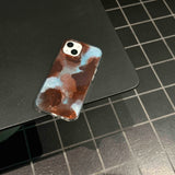 Qfdian Blue brown motting phone case for iphone 14pro 15pro 16promax 13 16 15 12 pro max 13pro 14 vintage autume winter glacier shell