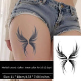 Qfdian  Watercolor Smoke Angel Wings Butterfly Wings Herbal Juice Tattoo Sticker Temporary Tattoo Waterproof Long Lasting Arm Leg Men Wo