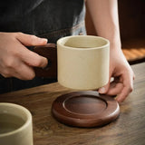 Qfdian  Vintage Tea Cup Tray Set Antique Ceramic Wooden Handle Coffee Cups Americano Home Office Mug Milk Breakfast Mugs Saucer Tea Tool