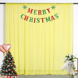 Qfdian  6 Panels-2.42ft×8ft Yellow Chiffon Sheer Backdrop Curtains for Parties Baby Shower Wedding Birthday Party Backdrop Stand