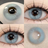 Qfdian  2pcs Brown Colored Contact Lenses for Eyes Purple Beauty Halloween Makeup Lens Big Eye Lens Natural Look Gray Blue Lens