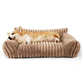 Qfdian  Plush Pet Couch Bed Removable Washable Grid Bar Mat Wave Pattern Warm Pets Sofa Winter Soft Cats Dogs Sofa Bed Pet Supplies Gift