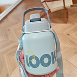 Qfdian  Large Capacity 316 Stainless Steel Vacuum Insulated Cup Portable Straw Belly Cup Children Student Outdoor Travel Thermos Bottle