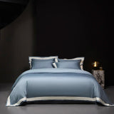 Qfdian 4Pcs Premium 1000TC Egyptian Cotton Solid Color Hotel Style Wide Edge Bedding Set Duvet Cover Bed Sheet/Fitted Sheet Pillowcases