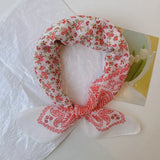 Qfdian  Printed fresh and sweet childlike style small square scarf for women spring and autumn new neck scarf sun protection scarf
