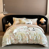 Qfdian 600TC Egyptian Cotton Flowers Butterfly Print Bedding Set Single Double Queen King Size Duvet cover Set Bed Sheet Pillowcases