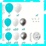 Qfdian  101pcs Blue, White, Sliver Balloon Arch Garland Kit for Ocean Theme Wedding Bridal Shower Princess Party Girl Birthday Shower