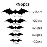Qfdian  Halloween Bats Decorations,3D Pvc Bat on The Wall,Black Bats Wall Stickers,Halloween Scary Props Party Supplies DIY Decoration
