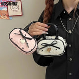 Qfdian Women Mini Cellphone Bags Fashion Sweet Fairy Bow Top-Handle Bag Y2k Aesthetic Ins Clutches Casual Elegant Purses and Handbags