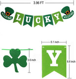 Qfdian  Green Hollow Lucky Irish Shamrock Clover Fabric Triangle Banner Flag St. Patrick’s Day Party Shamrock Garland Hanging Decoration