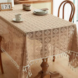 Qfdian  1pc Lace Openwork Tablecloth Retro European Style Lace Crochet Embroidery Coffee Tea Table Cloth Wedding Party Garden Home Decor