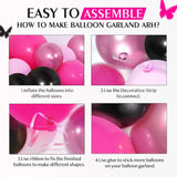 Qfdian  Hot Pink Balloon Garland Arch Kit Pastel Pink Black Latex Balloon Wedding Valentines Day Bridal Shower Birthday Party Decoration