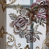 Qfdian  1Pc,European Style Blue Gradient Embroidery Bedroom Sheer Curtains, Exquisite Luxury Flower Gauze Curtains For Living Room Decor
